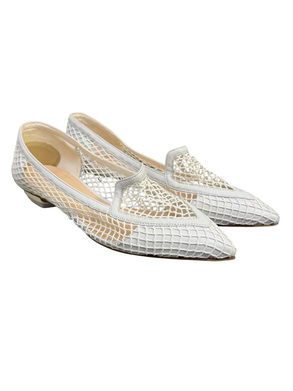 Nicholas Kirkwood Open Weave Mesh Pointed Flats White Size 8